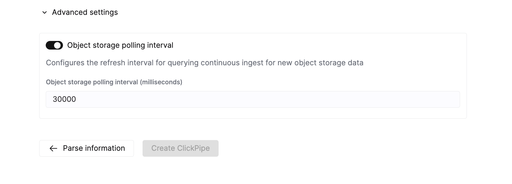 Дополнительные настройки для ClickPipes